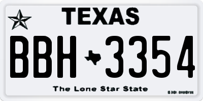 TX license plate BBH3354