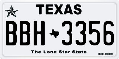 TX license plate BBH3356