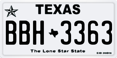 TX license plate BBH3363