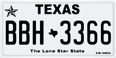 TX license plate BBH3366