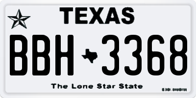 TX license plate BBH3368