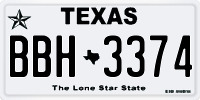 TX license plate BBH3374