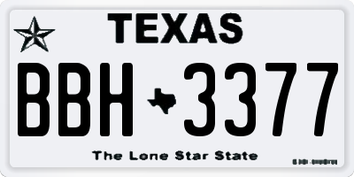 TX license plate BBH3377