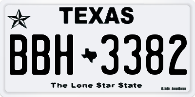 TX license plate BBH3382