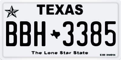 TX license plate BBH3385