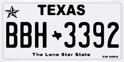 TX license plate BBH3392