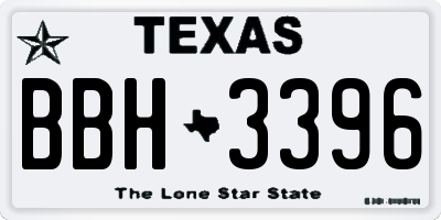 TX license plate BBH3396