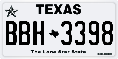 TX license plate BBH3398