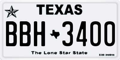 TX license plate BBH3400