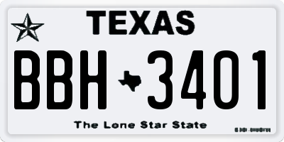 TX license plate BBH3401