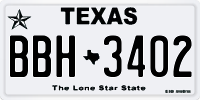 TX license plate BBH3402