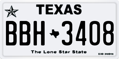TX license plate BBH3408