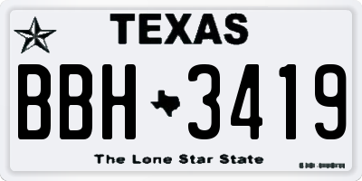TX license plate BBH3419