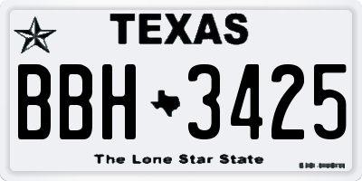 TX license plate BBH3425