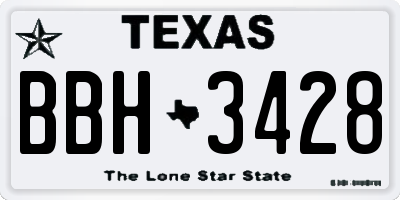 TX license plate BBH3428