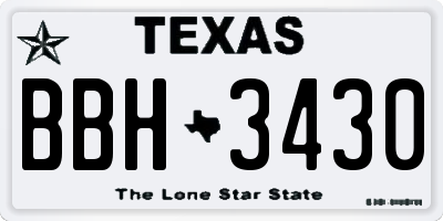 TX license plate BBH3430