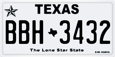 TX license plate BBH3432