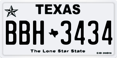 TX license plate BBH3434