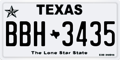 TX license plate BBH3435
