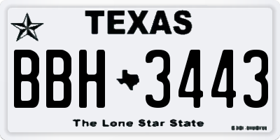 TX license plate BBH3443
