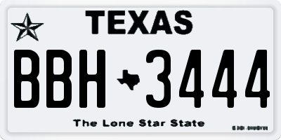 TX license plate BBH3444