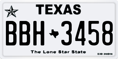 TX license plate BBH3458