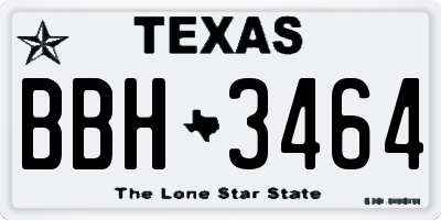 TX license plate BBH3464