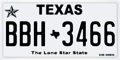 TX license plate BBH3466