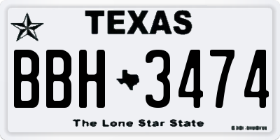 TX license plate BBH3474