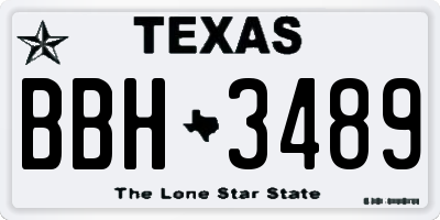 TX license plate BBH3489