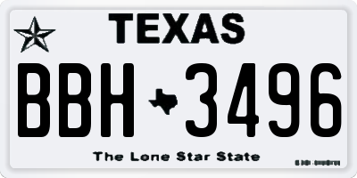 TX license plate BBH3496