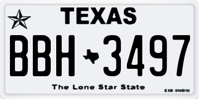 TX license plate BBH3497