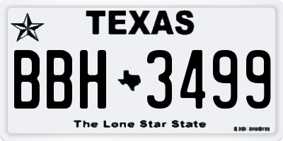 TX license plate BBH3499