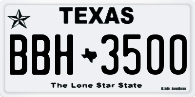 TX license plate BBH3500