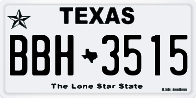 TX license plate BBH3515