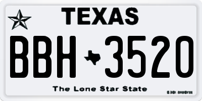 TX license plate BBH3520