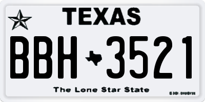 TX license plate BBH3521