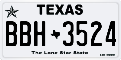 TX license plate BBH3524