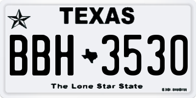 TX license plate BBH3530