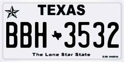 TX license plate BBH3532