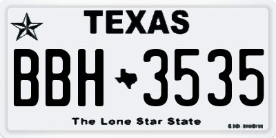 TX license plate BBH3535