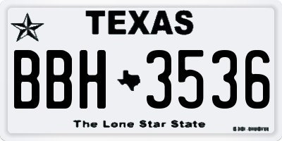 TX license plate BBH3536