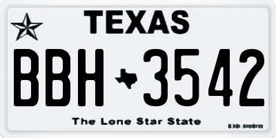 TX license plate BBH3542