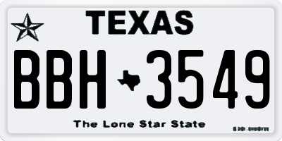 TX license plate BBH3549