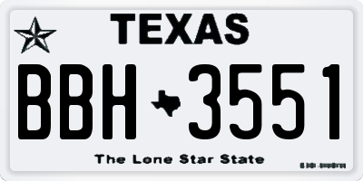 TX license plate BBH3551