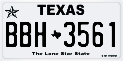 TX license plate BBH3561