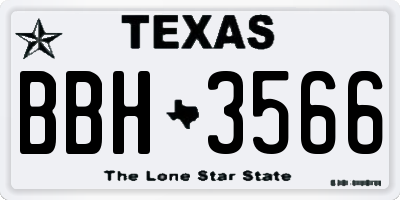 TX license plate BBH3566