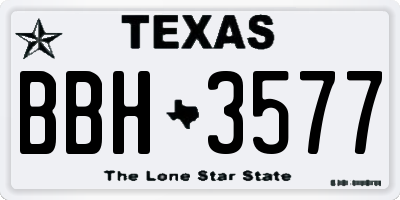 TX license plate BBH3577