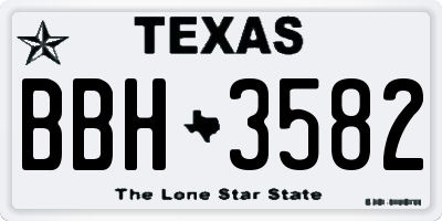 TX license plate BBH3582