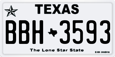TX license plate BBH3593